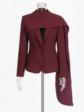 Scarf Collar Patchwork Jacket