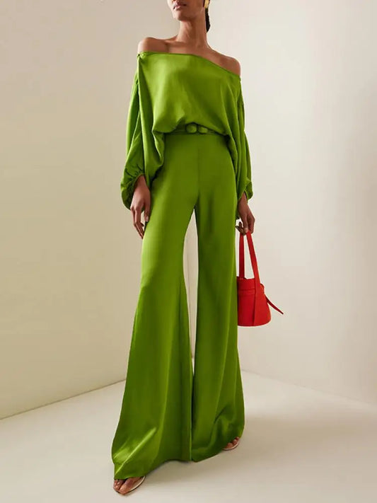 High-Waist Wide-Leg Floor-Length Trousers
