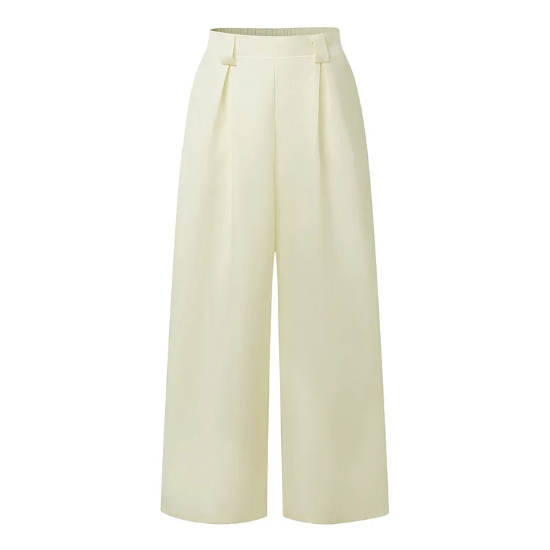 Pleated High-Waist Wide-Leg Palazzo Trousers