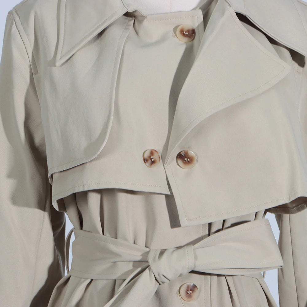 Asymmetric Lace-Up Trench Coat