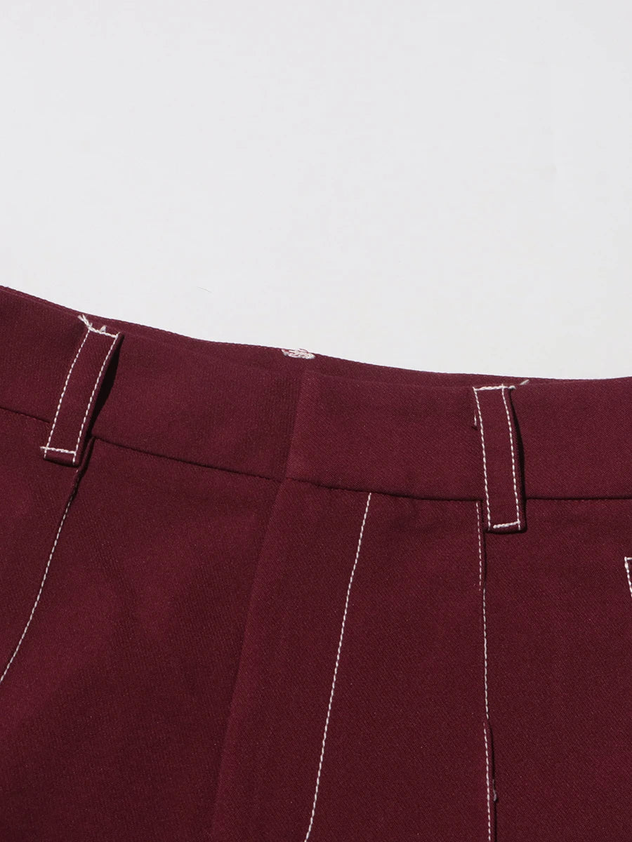 Notch Lapel Top & Straight Trousers Set