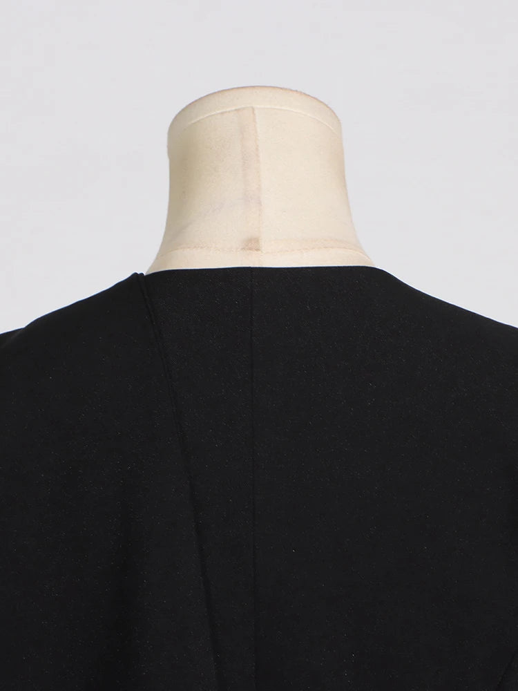 Asymmetric Round-Neck Slim Blazer