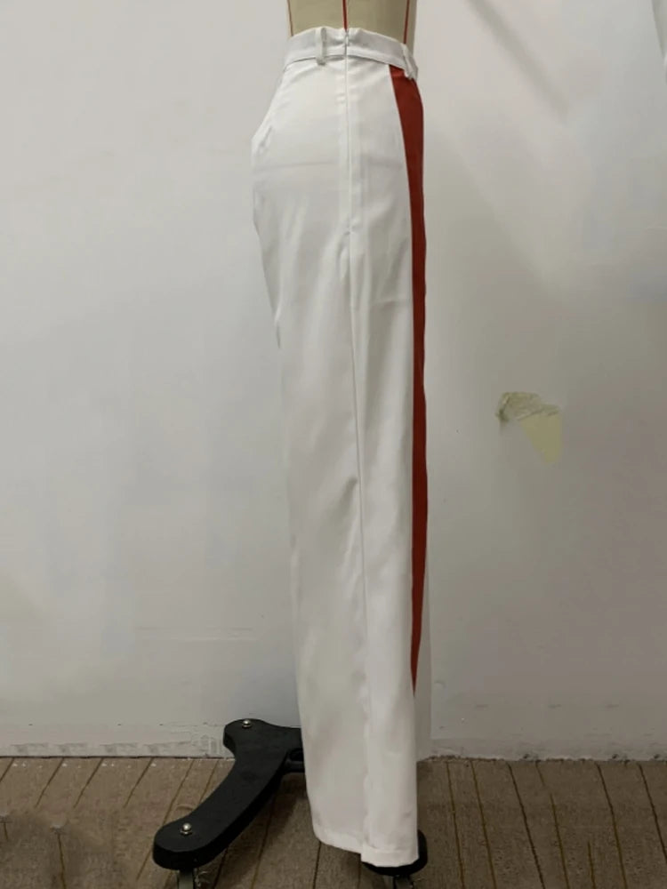 Contrast Stripe Wide-Leg Trousers