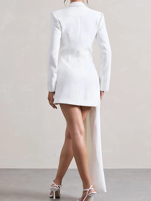High-Low Notched Collar Blazer