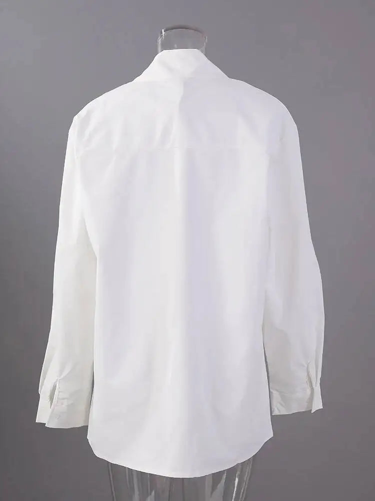 Bandage Stand Collar Oversized Blouse