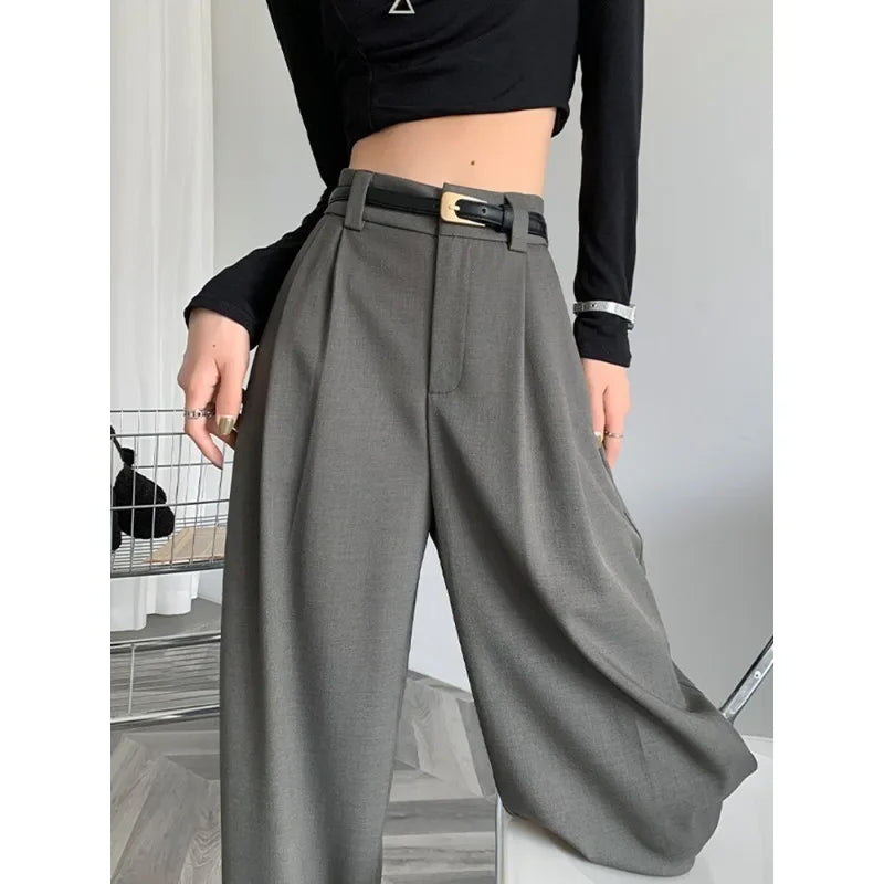 High-Waist Wide-Leg Suit Trousers