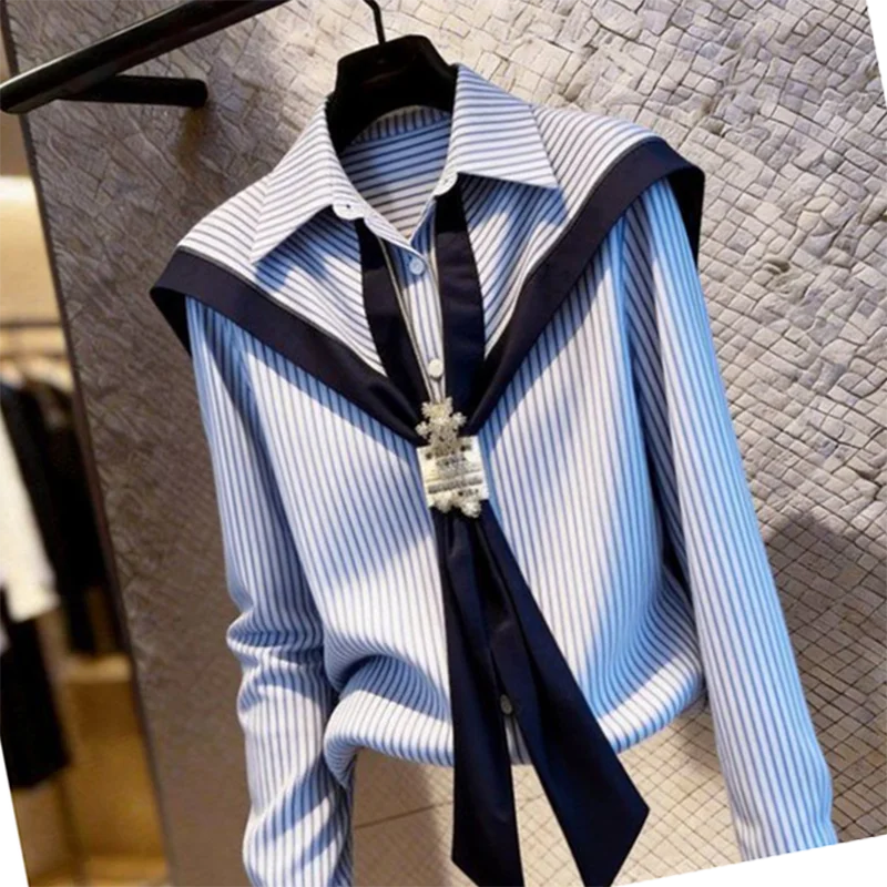 Striped French-Style Long Sleeve Shirt