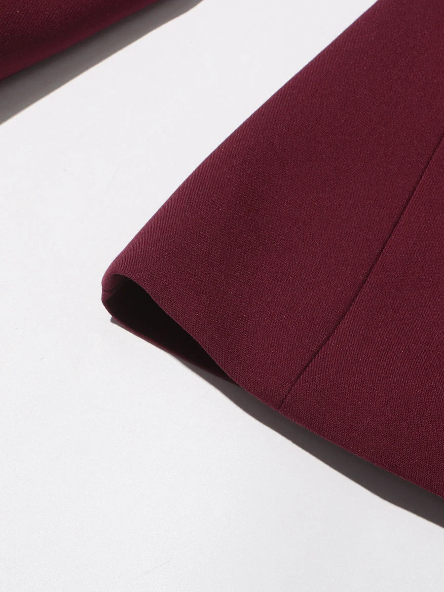 Stand Collar Top & Wide-Leg Trousers Set