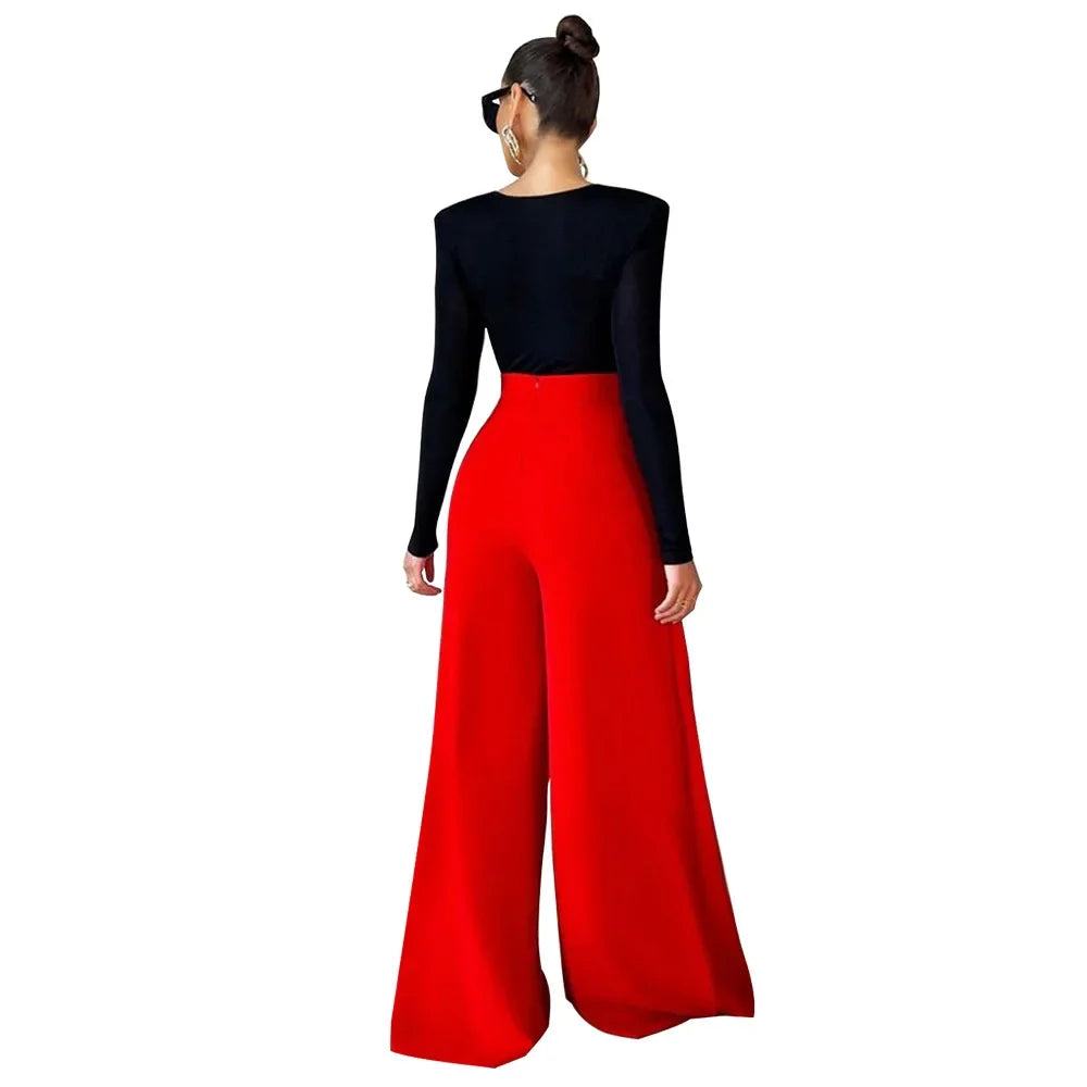 Asymmetric High-Waist Wide-Leg Trousers