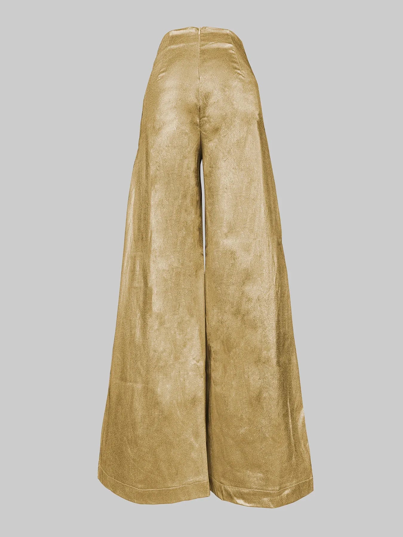 Gold High-Waist Wide-Leg Evening Trousers