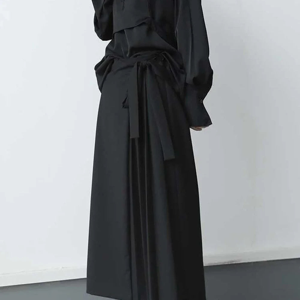 Double-Layer Pleated High-Waist Wide-Leg Culottes