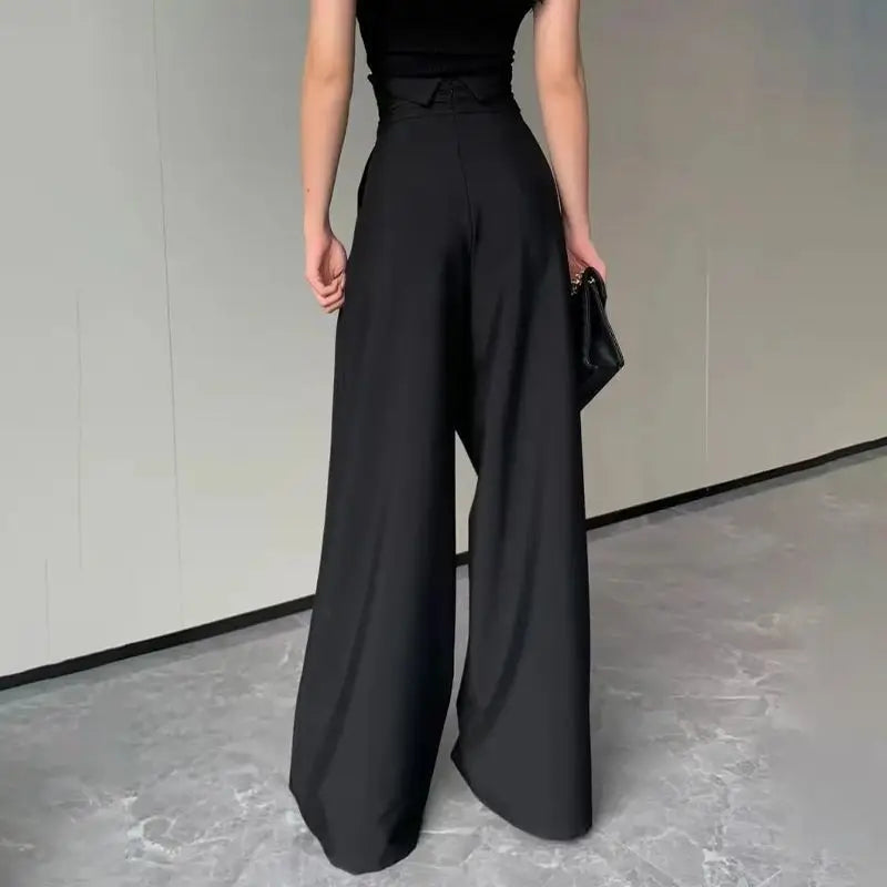 High Waist Wide Leg Straight Trousers