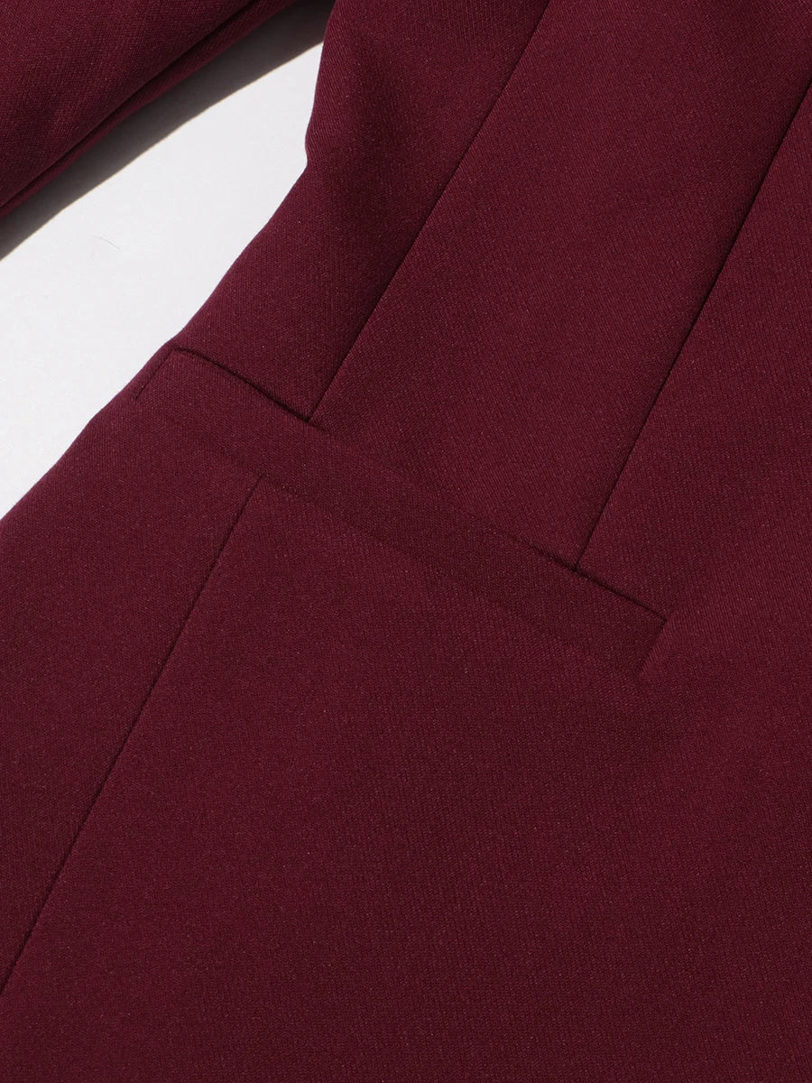 Stand Collar Top & Wide-Leg Trousers Set