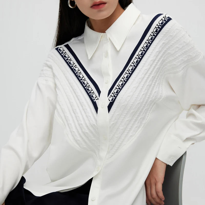 Striped Knit Patchwork Blouse