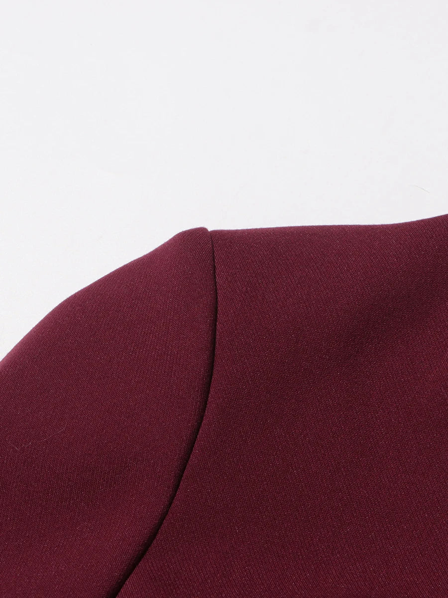 Stand Collar Top & Wide-Leg Trousers Set