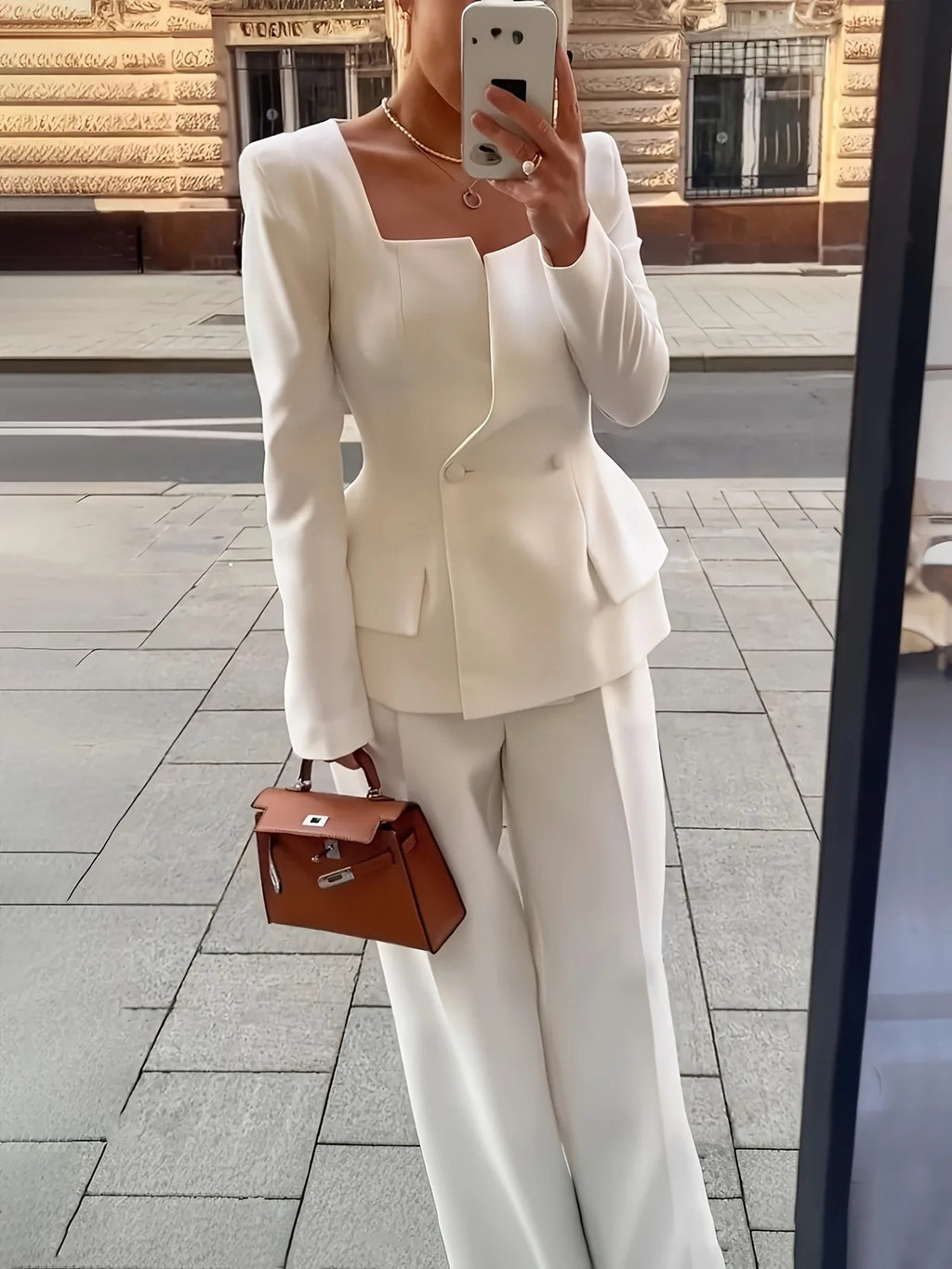 Square-Neck Slim Blazer