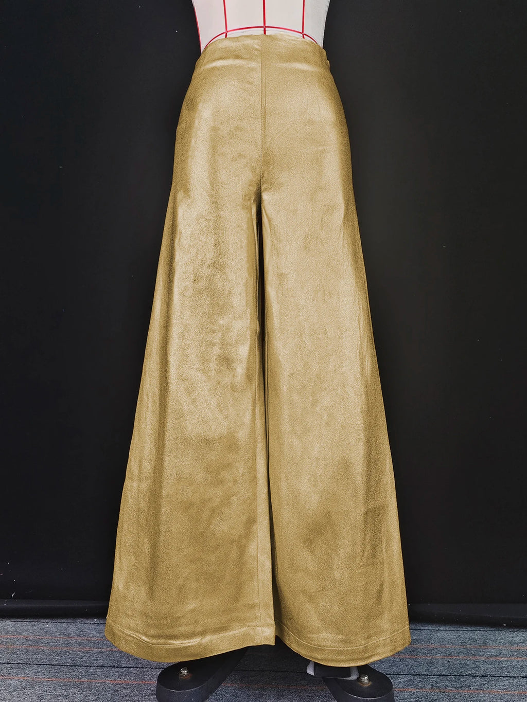 Gold High-Waist Wide-Leg Evening Trousers