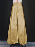 Gold High-Waist Wide-Leg Evening Trousers