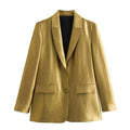 Gold V-Neck Button-Up Blazer
