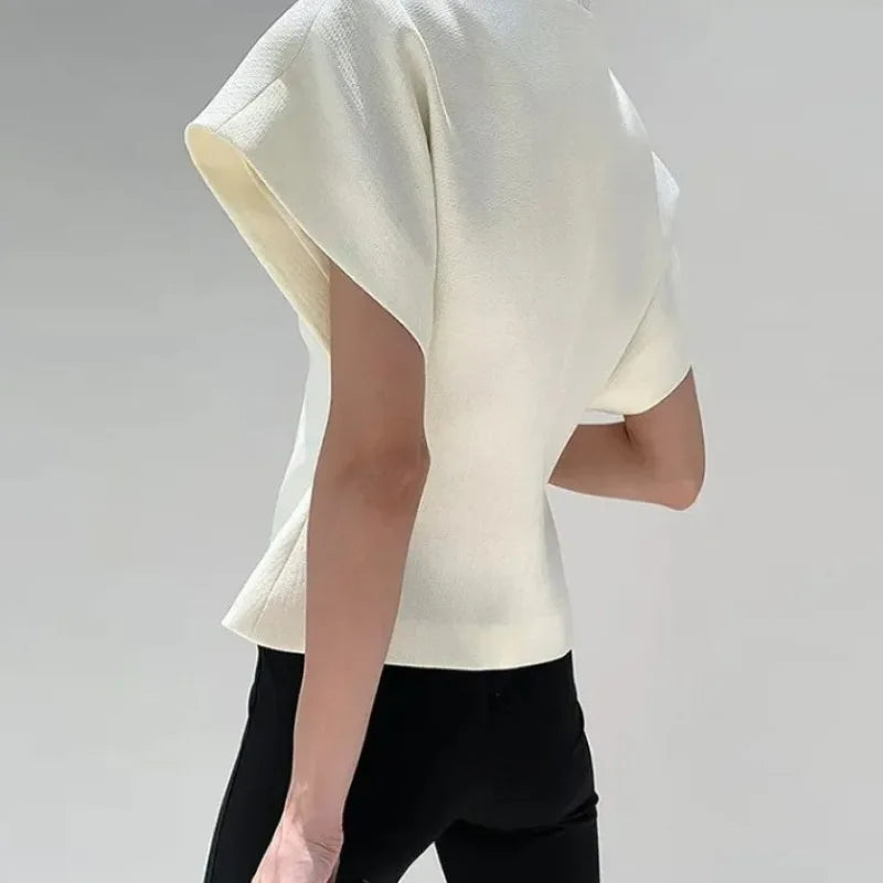 Rivet Button Short-Sleeve Cardigan Top