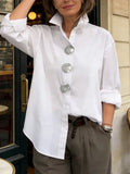 Loose Cotton Lapel Blouse