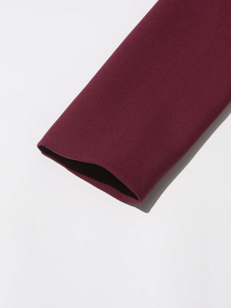 Stand Collar Top & Wide-Leg Trousers Set