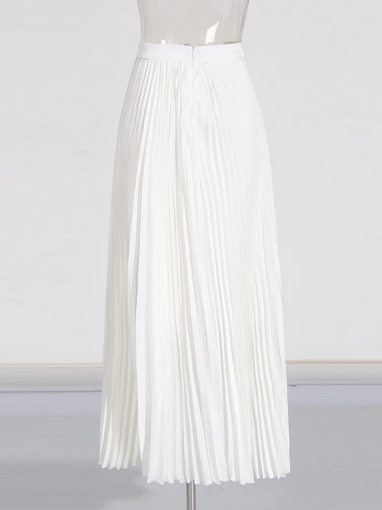 Stand Collar Top & Floor-Length Skirt Set