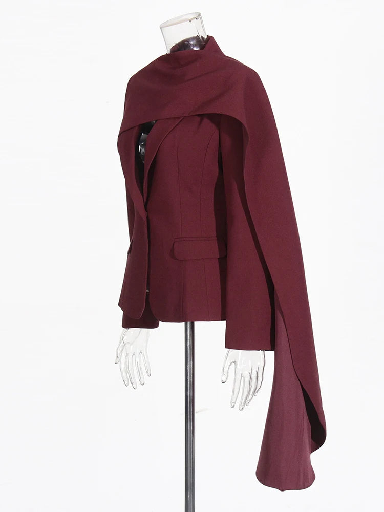 Scarf Collar Patchwork Jacket