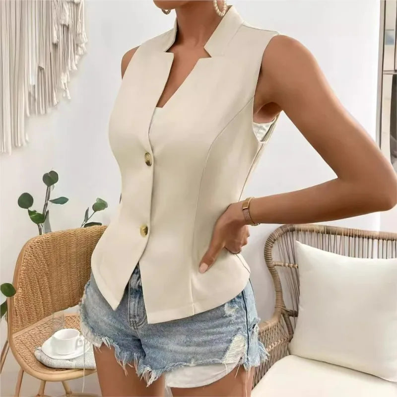 V-Neck Single-Breasted Slim Vest