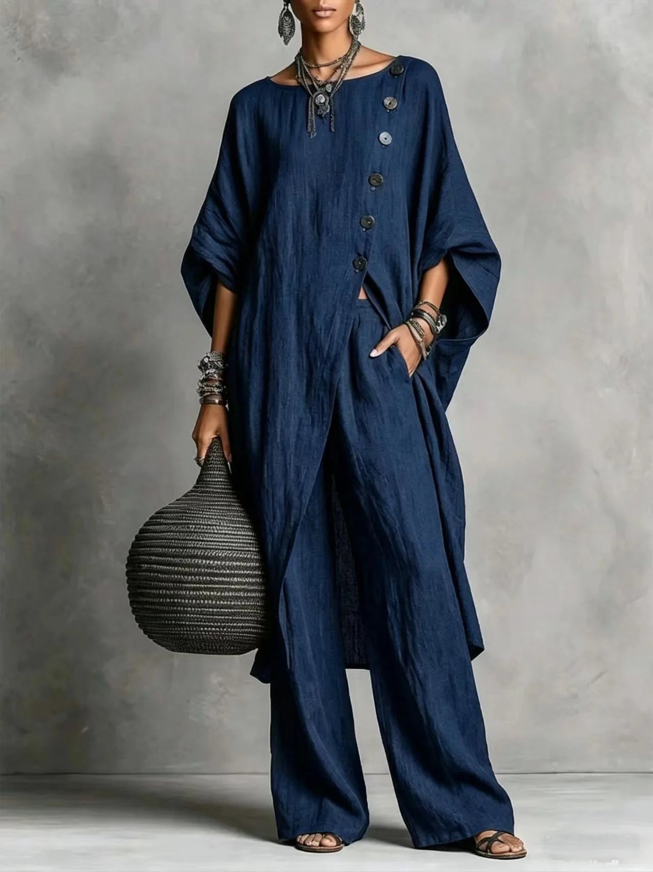 Batwing Sleeve Tunic & Wide Leg Pants Set