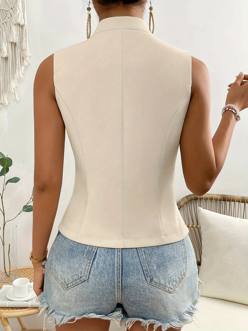 V-Neck Single-Breasted Slim Vest