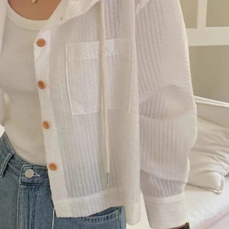 Striped Hooded Long-Sleeve Shirt