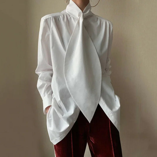 High-Neck Loose Fit Work Shirt