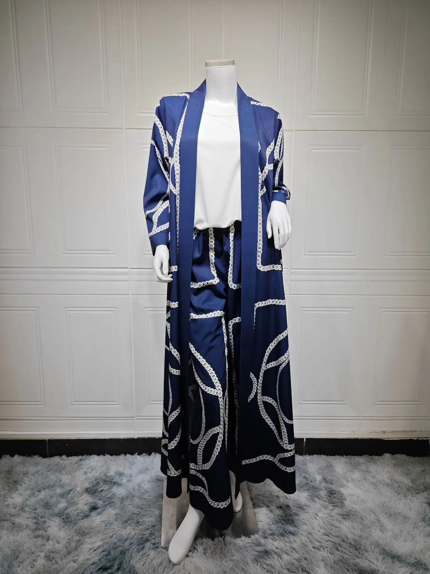 Abaya Cardigan & Wide-Leg Trousers Set