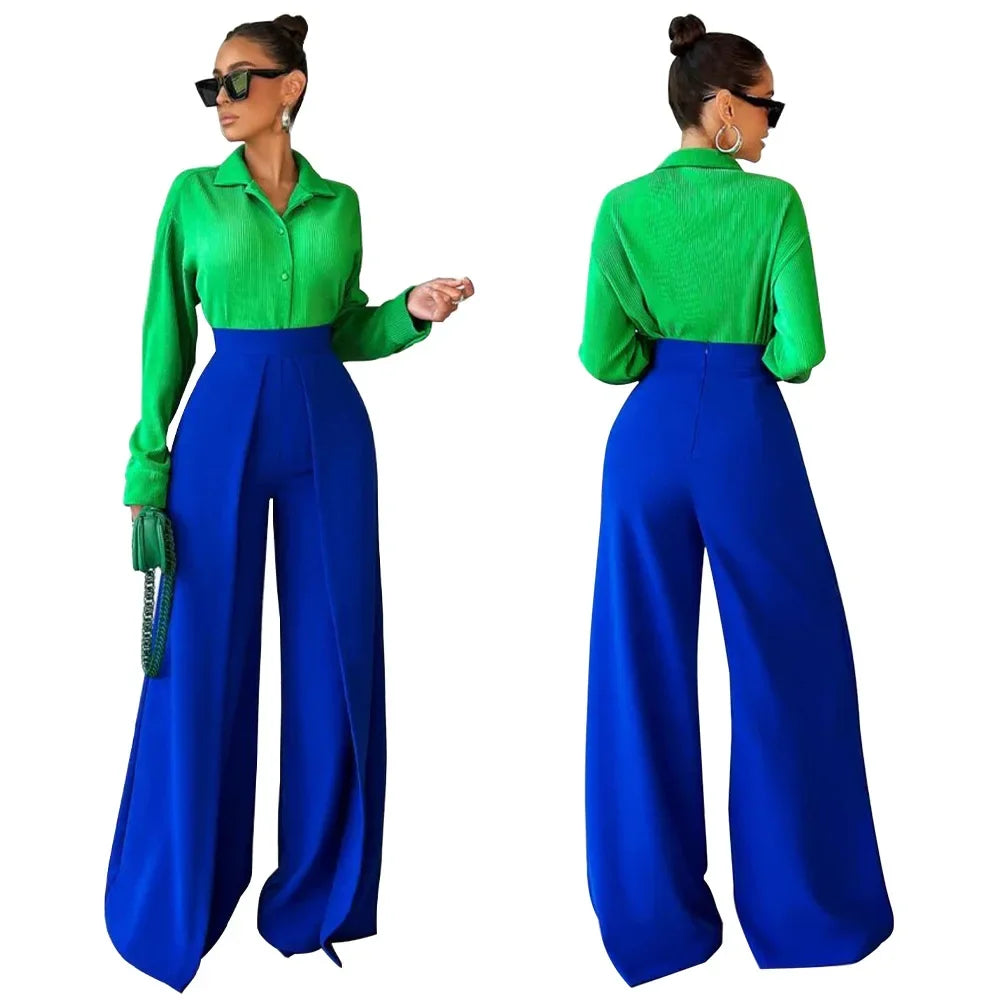 Asymmetric High-Waist Wide-Leg Trousers