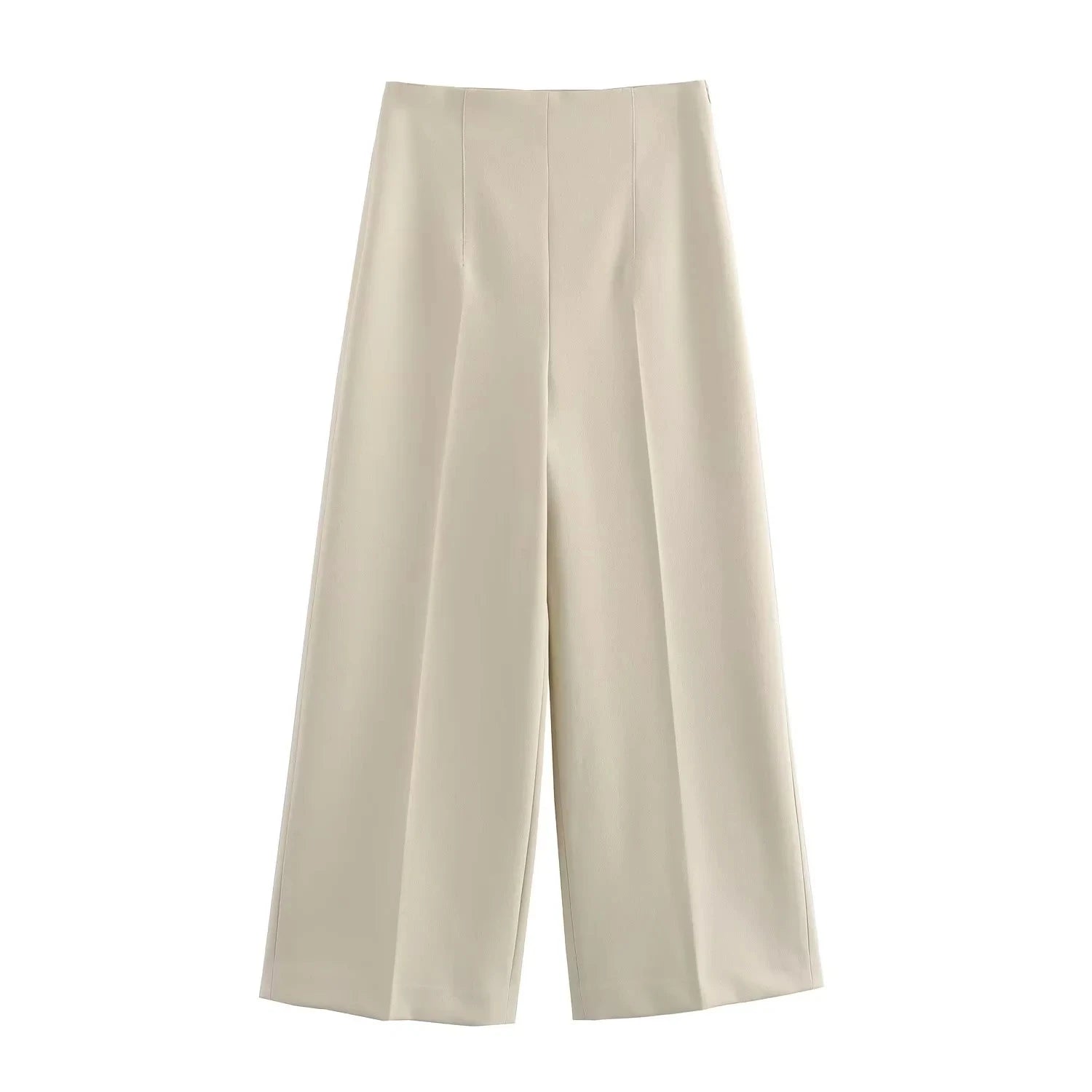 High-Waist Pleated Fluid Wide-Leg Trousers