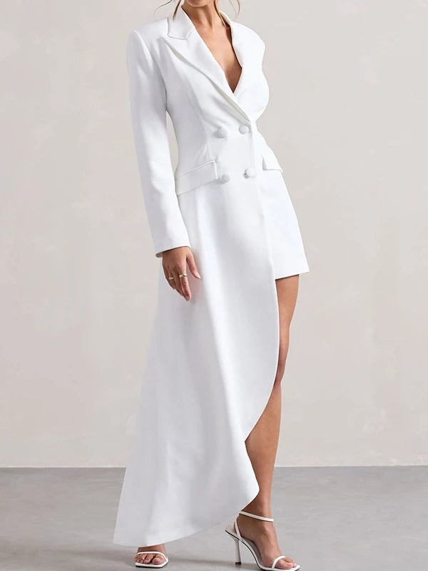 High-Low Notched Collar Blazer