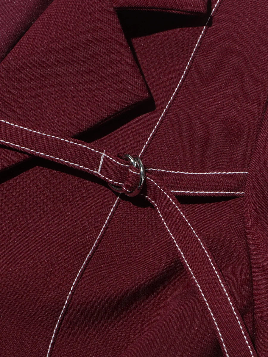 Notch Lapel Top & Straight Trousers Set