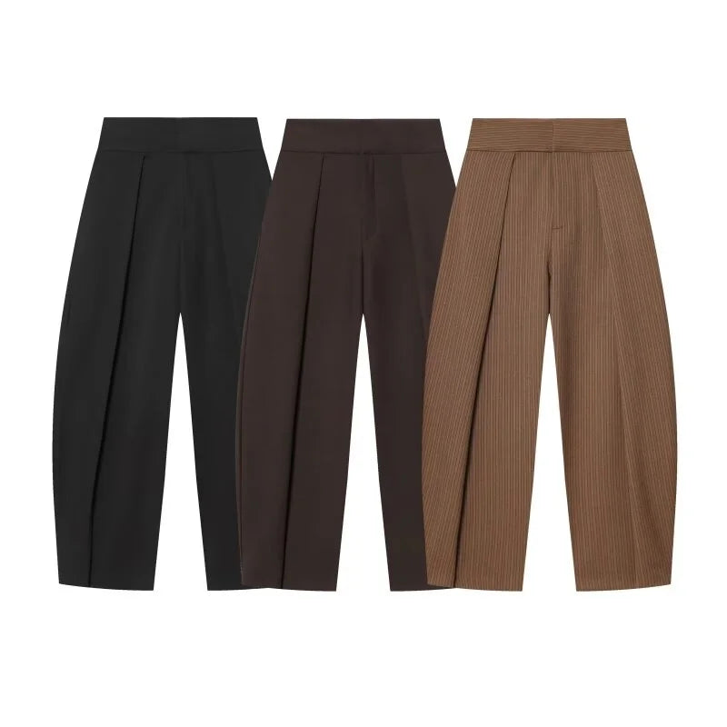 Wide Leg Pleated Trousers
