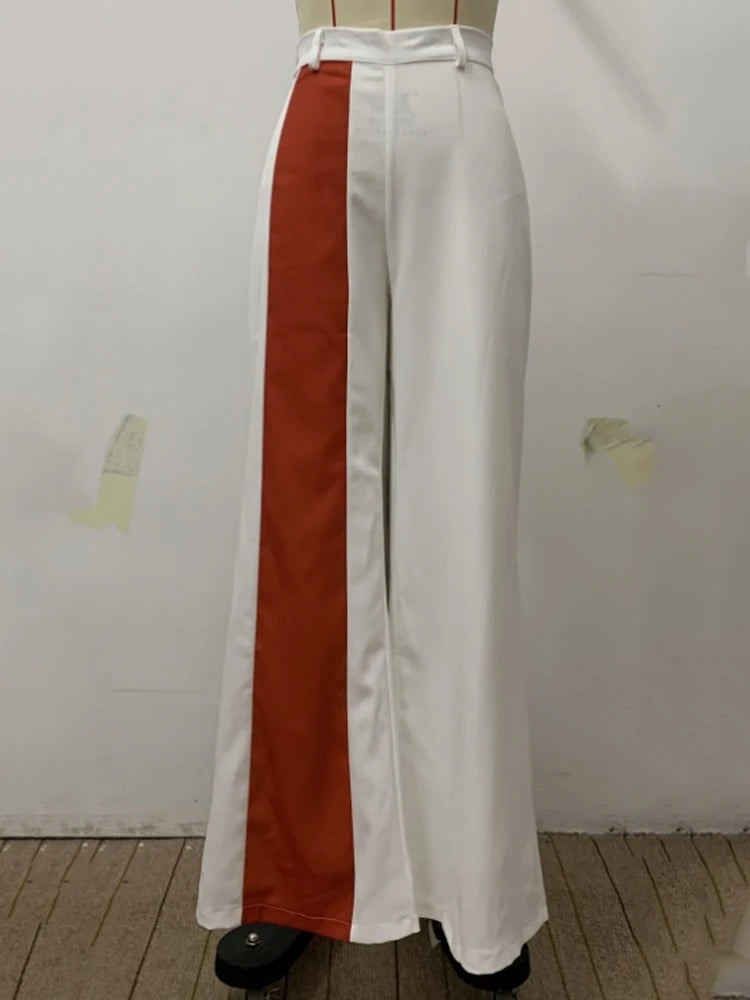 Contrast Stripe Wide-Leg Trousers