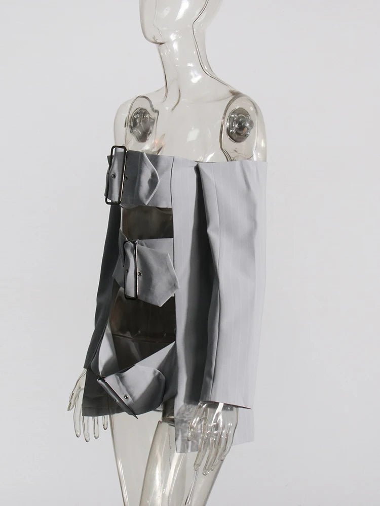 Strapless Hollow-Out Top & Wide-Leg Trousers Set
