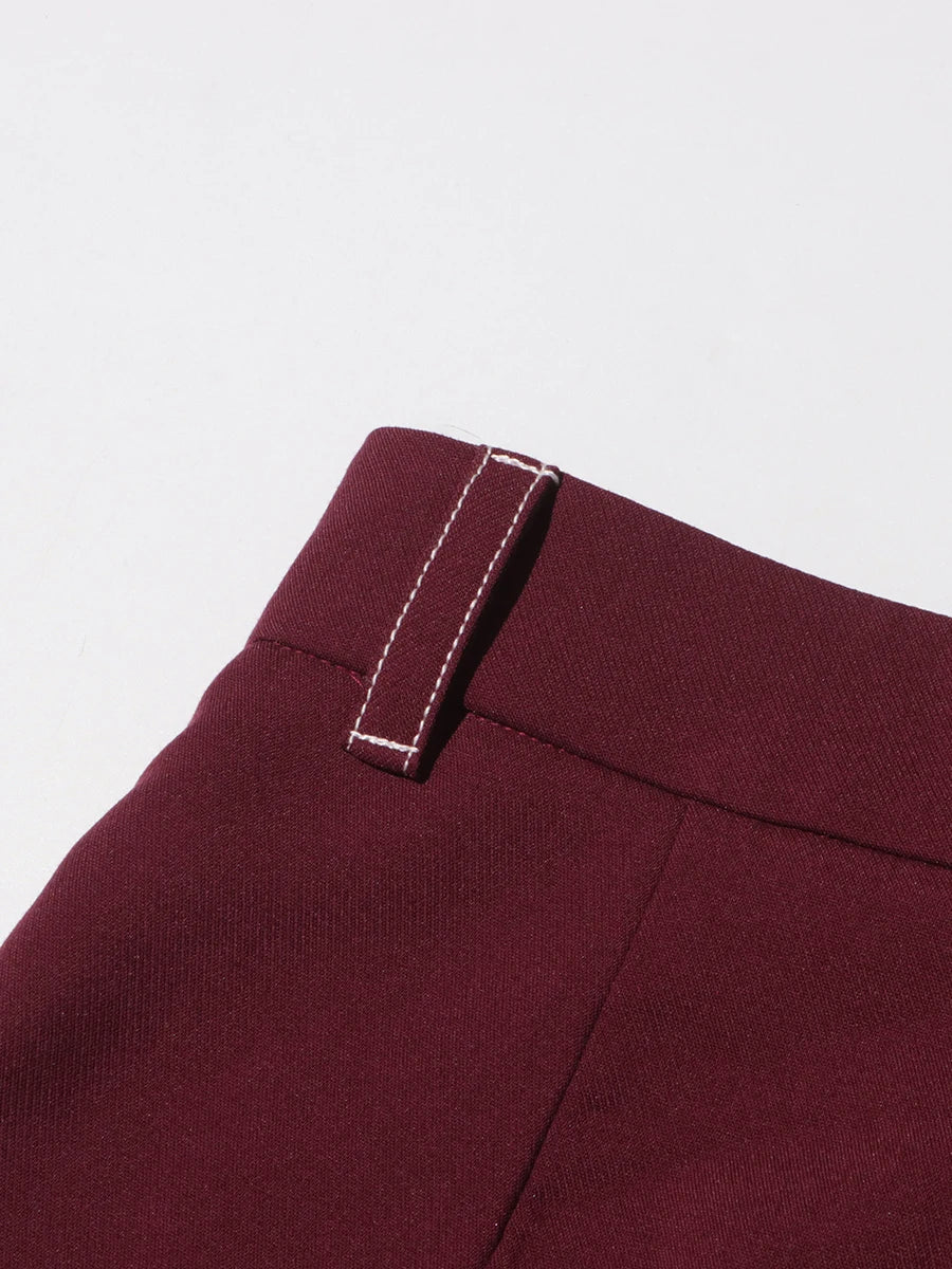 Notch Lapel Top & Straight Trousers Set