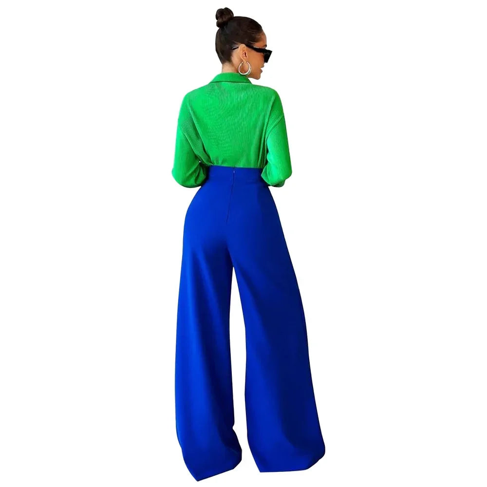 Asymmetric High-Waist Wide-Leg Trousers