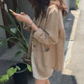 Notch Lapel Cotton Linen Casual Blazer