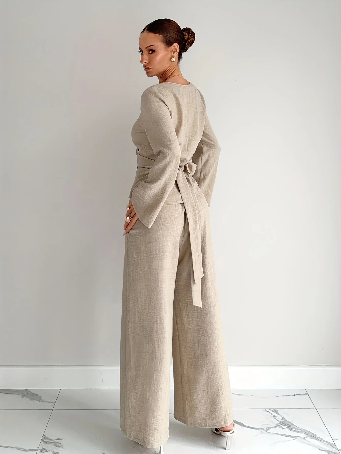 Waist-Cinching Two-Piece Shirt Set