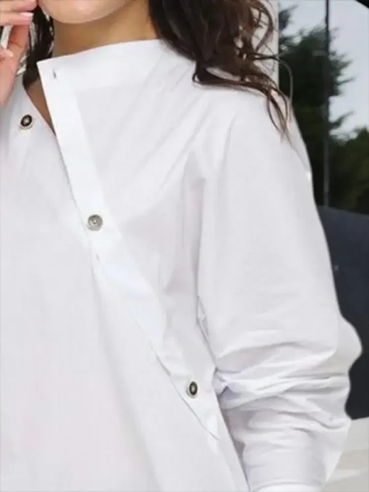 Asymmetric Split-Front Long Sleeve Shirt