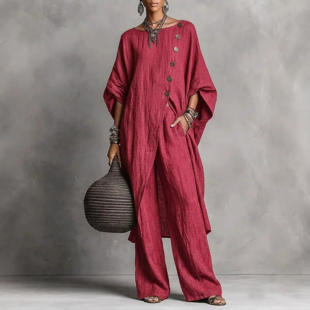 Batwing Sleeve Tunic & Wide Leg Pants Set