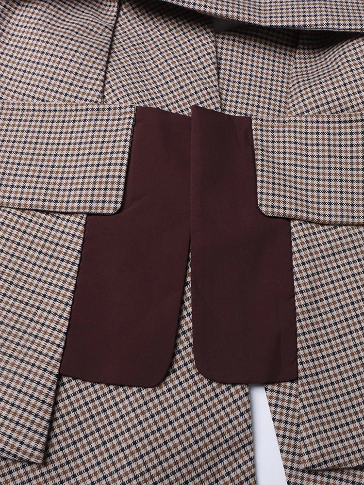 Colourblock Lace-Up V-Neck Blazer
