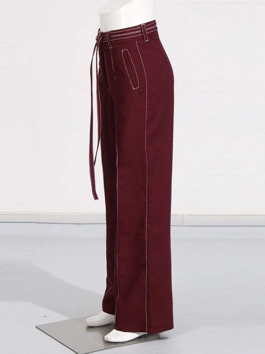 Notch Lapel Top & Straight Trousers Set