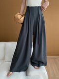 Drawstring High-Waist Wide-Leg Trousers